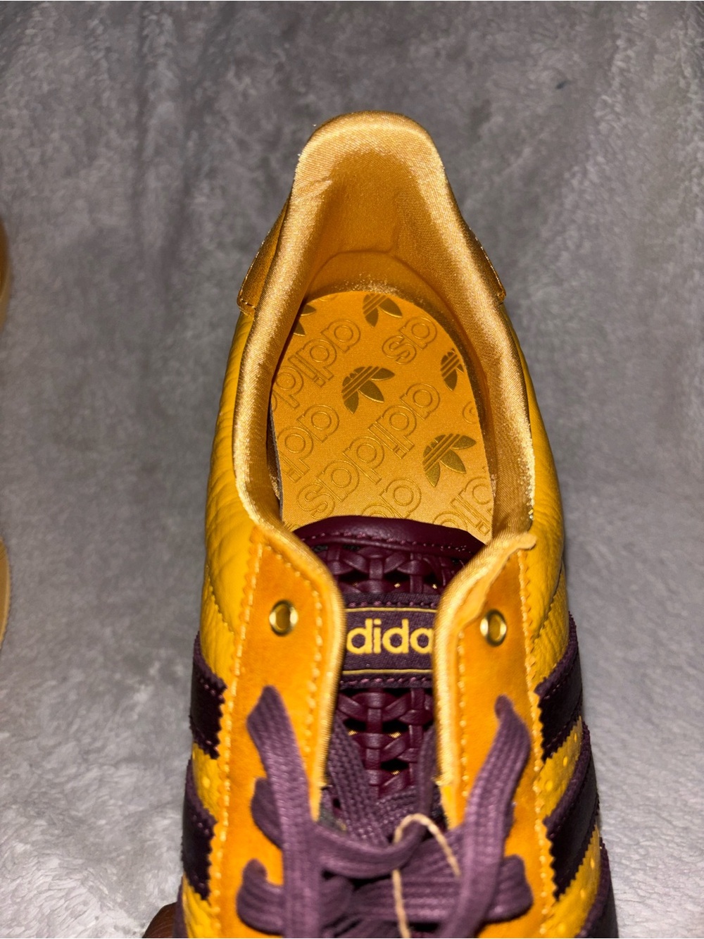 adidas Men's Yellow and Burgundy Retro Low-Top Sneakers - Picture 5 of 5